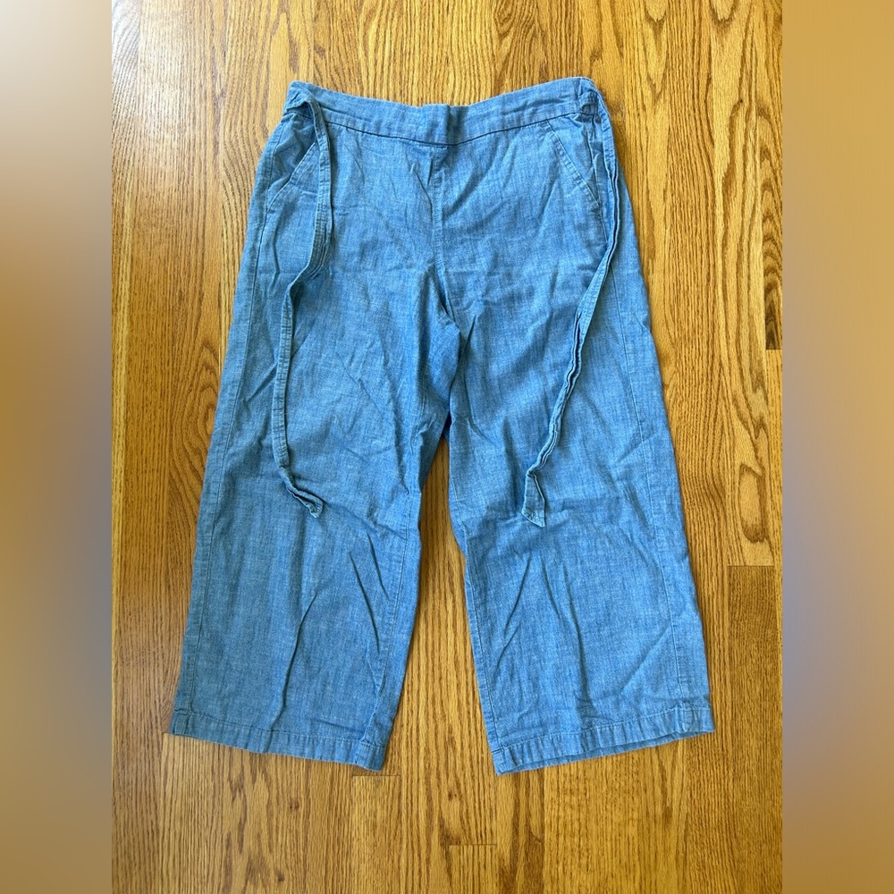 J Crew Chambray Crop Pants with Tie